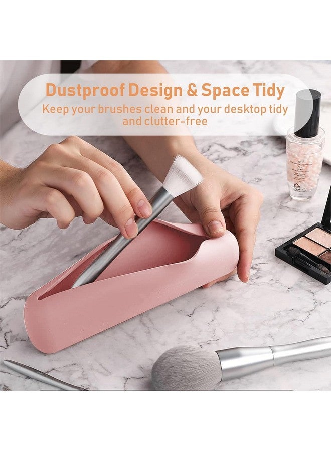 COLBEX Silicone Large Makeup Brush Holder,Cosmetic Face Brushes Pouch,Magnetic Anti-Fall Out, Soft and Sleek Makeup Tools Organizer for Travel Cosmetic Bag (Light Pink) - Image 3