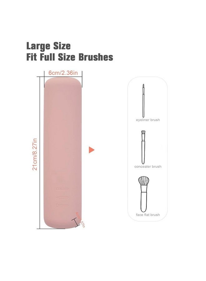 COLBEX Silicone Large Makeup Brush Holder,Cosmetic Face Brushes Pouch,Magnetic Anti-Fall Out, Soft and Sleek Makeup Tools Organizer for Travel Cosmetic Bag (Light Pink) - Image 2