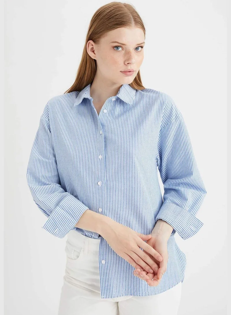 DeFacto Stripped Long Sleeve Cotton Shirt