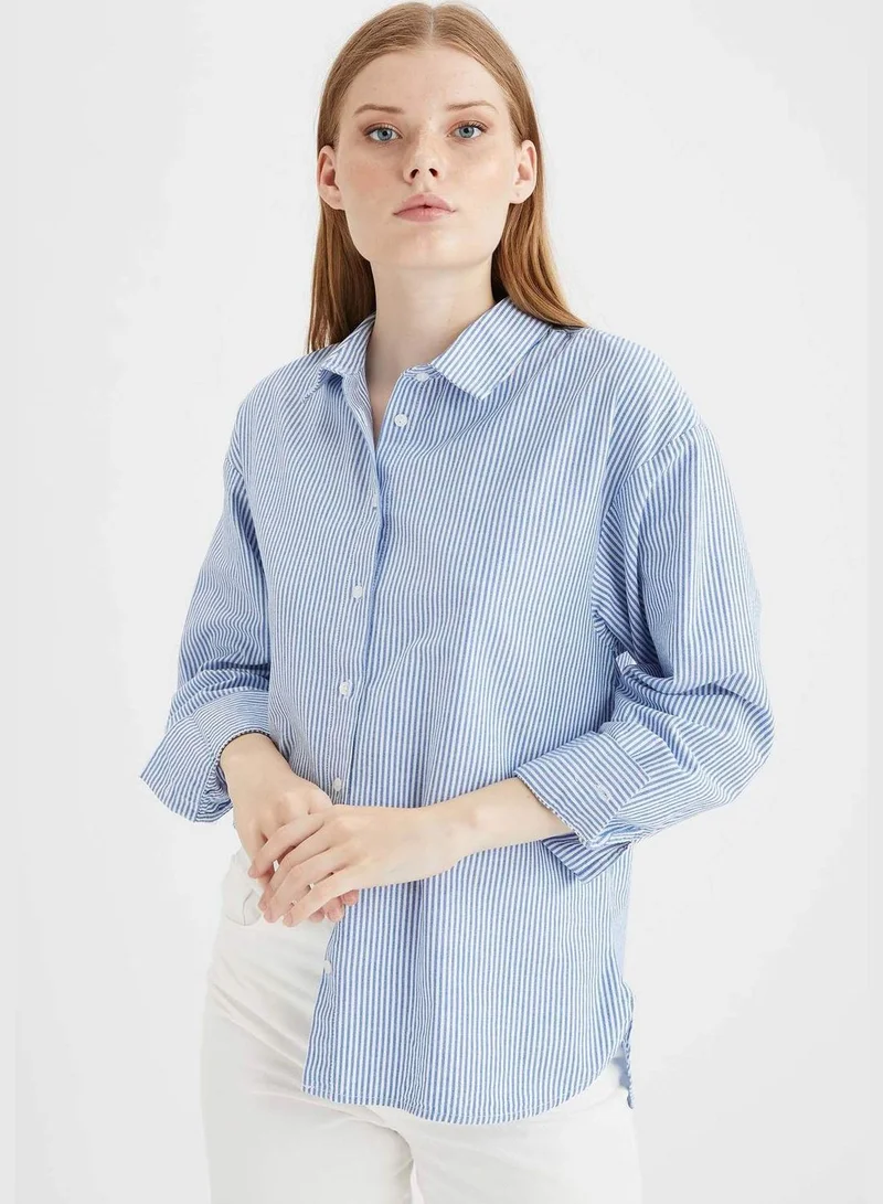 DeFacto Stripped Long Sleeve Cotton Shirt