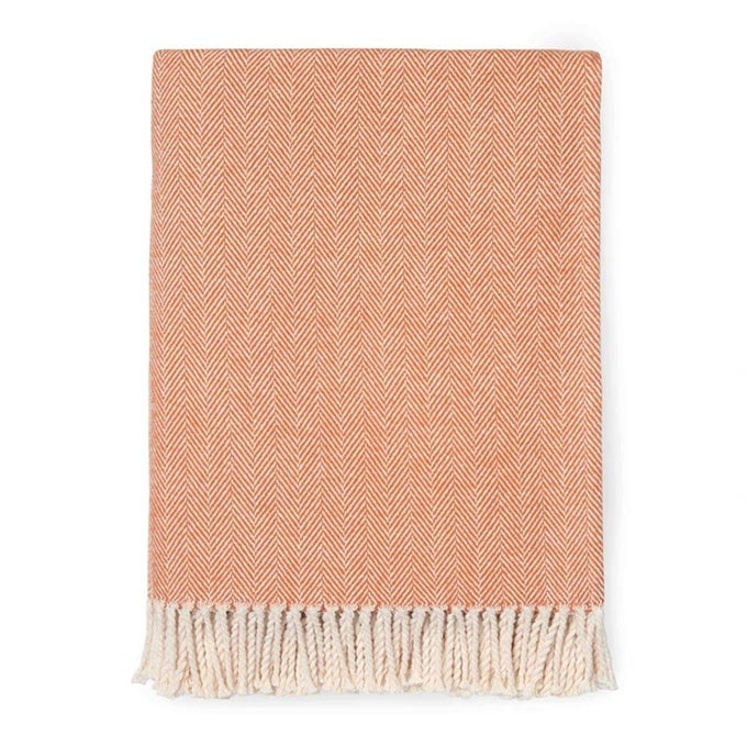 CELINE HERRINGBONE 100 COTTON THROW BLANKET PAPRIKA