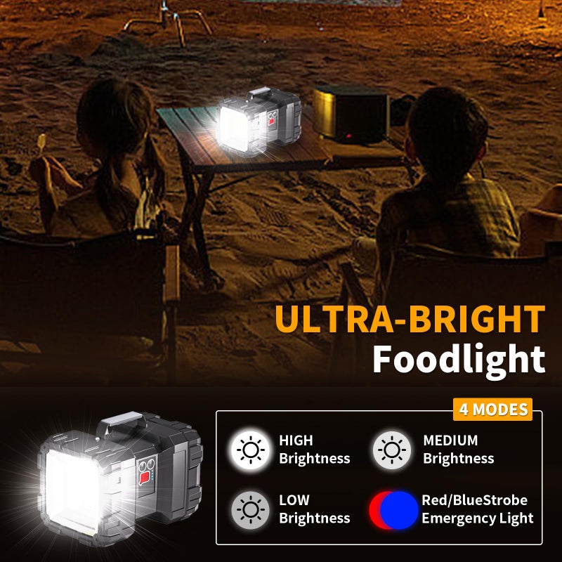 LETOUR LED Spotlight Flashlight,Rechargeable Flashlight 4000LM 10000mAh High-Powered Spotlight Flashlight Searchlight Camping 3+4 Lights Modes LED Handheld Flashlight Waterproof with Output as a Power Bank - Image 2