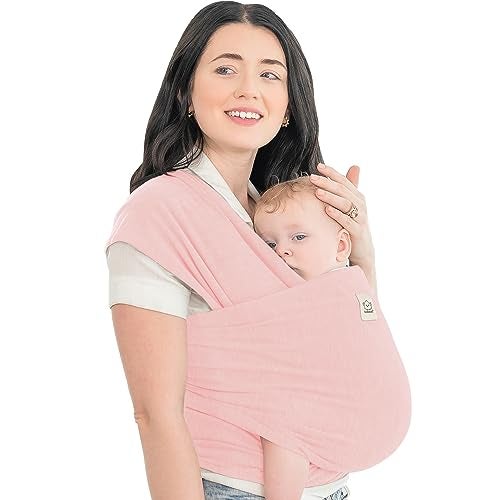 KeaBabies Baby Wrap Carrier All in 1 Original Baby Carrier Newborn to Toddler Sling Easy to Wear Hands Free Bonding Lightweight Breathable Infant Wraps Dusty Pink