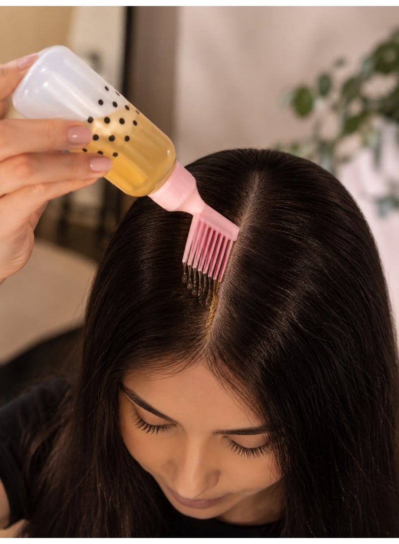 Hair Dye Brush Bottle, Root Comb Applicator, Bottle Comb Hair Dye Bottle With Graduated Scale, for Brush Shampoo Hair Color Oil Comb Applicator Tool Squeezable, Multicolor - Image 5