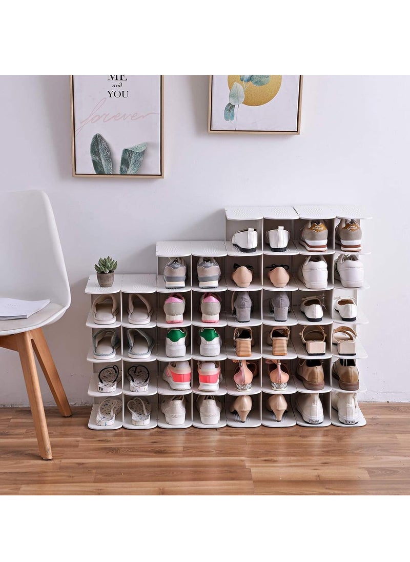 Hanayo - 6 Tiers Stackable Shoe Storage Stand for Entryway Shoe Slots Organizer, Better Stability Shoe Organizer,Shoe Shelf,Space Saver Boots Organizer,Shoe Racks Shoe Cabinet (White) - Image 1