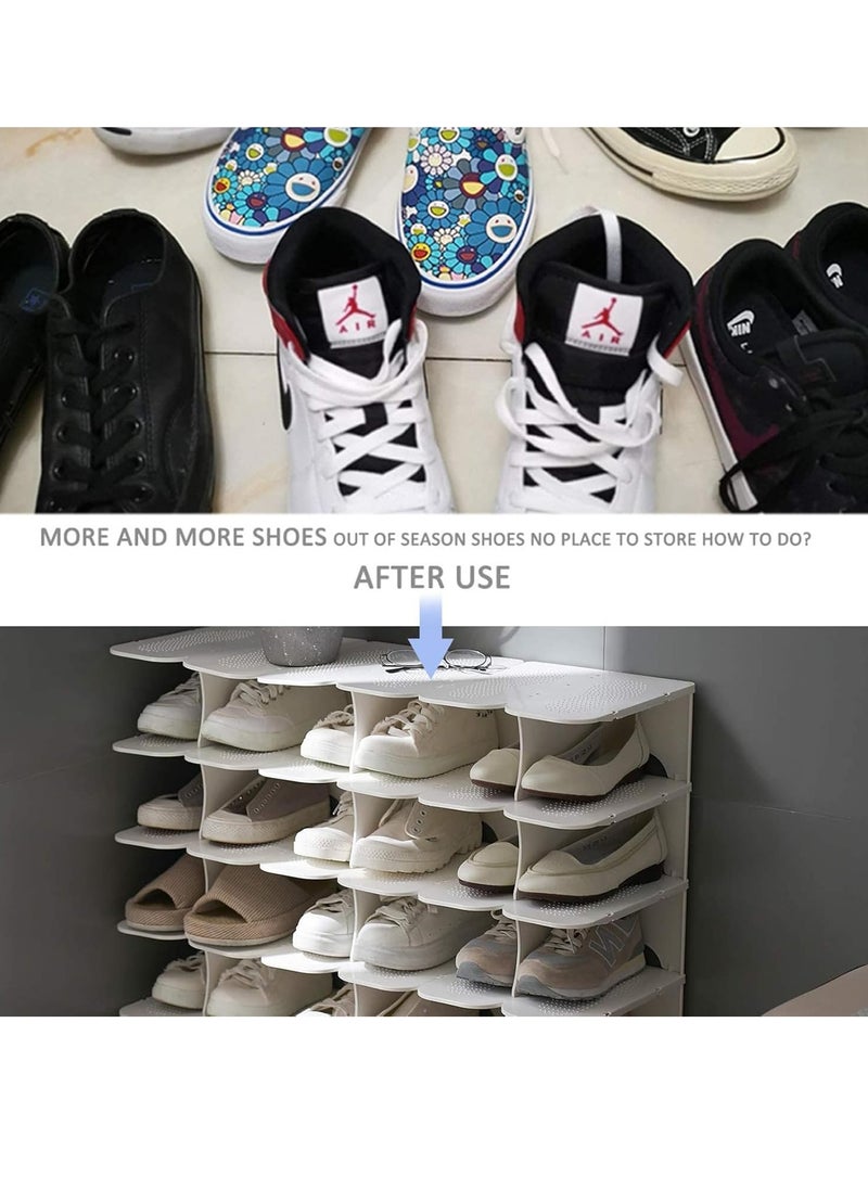 Hanayo - 6 Tiers Stackable Shoe Storage Stand for Entryway Shoe Slots Organizer, Better Stability Shoe Organizer,Shoe Shelf,Space Saver Boots Organizer,Shoe Racks Shoe Cabinet (White) - Image 1