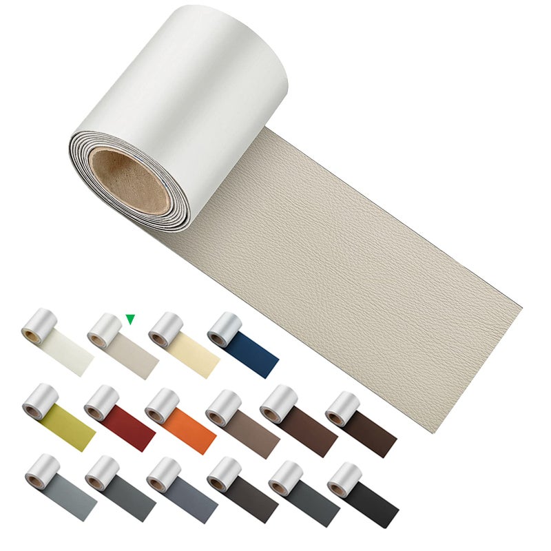 ILOFRI Self Adhesive Leather Repair Patch Tape 3x60 inch, Vinyl and Leather Repair Kit for Couches, Furniture, Car Seat, Boat Seat, Sofa, Vinyl Upholstery, Chair, Interior - Ivory - Image 1