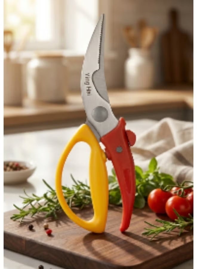 Multi-functional and versatile kitchen scissors made of stainless steel with a sharp blade, scissors for cutting chicken, fish, and vegetables, equipped with a bottle opener and a comfortable, non-slip handle, a practical and durable kitchen tool - Image 5