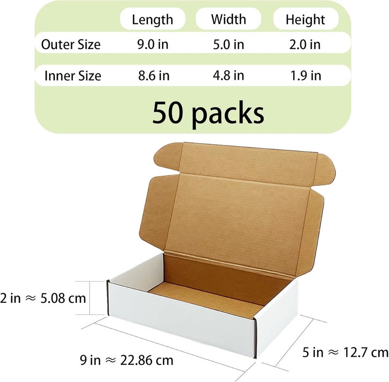 KIAECHWU White Shipping Boxes 9x5x2 inch 50 Pack,Corrugated Boxes Mailer Packaging for Mailing Small Business，E-Commerce Gift Boxes for Wrapping Present Moving Storage Heavy Duty Recycled Cardboard Boxes - Image 3