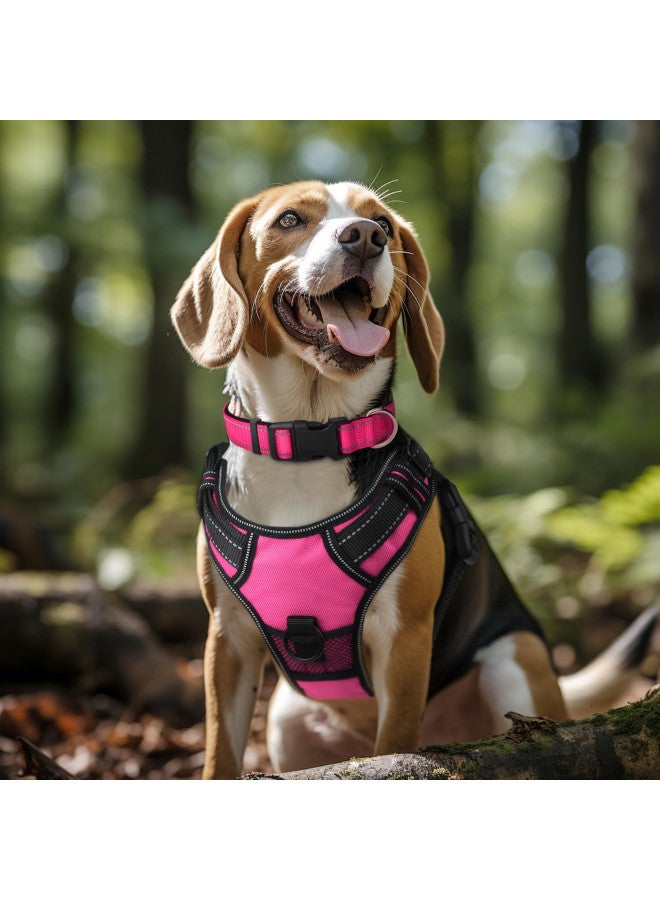 Joytale Joytale Reflective Dog Collar,Soft Neoprene Padded Breathable Nylon Pet Collar Adjustable for Large Dogs,Hotpink,L 