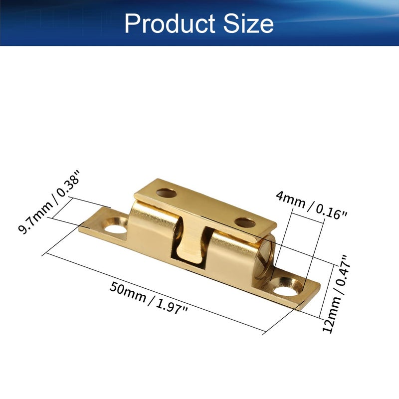 Yinpecly 1pcs Copper Cabinet Door Closet Double Ball Tension Latch Catch Hardware Fitting for Cabinet Closet Furniture Door, 1.97 inch Length Brass Tone - Image 3