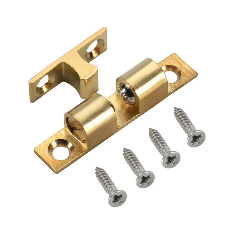Yinpecly 1pcs Copper Cabinet Door Closet Double Ball Tension Latch Catch Hardware Fitting for Cabinet Closet Furniture Door, 1.97 inch Length Brass Tone - Image 1