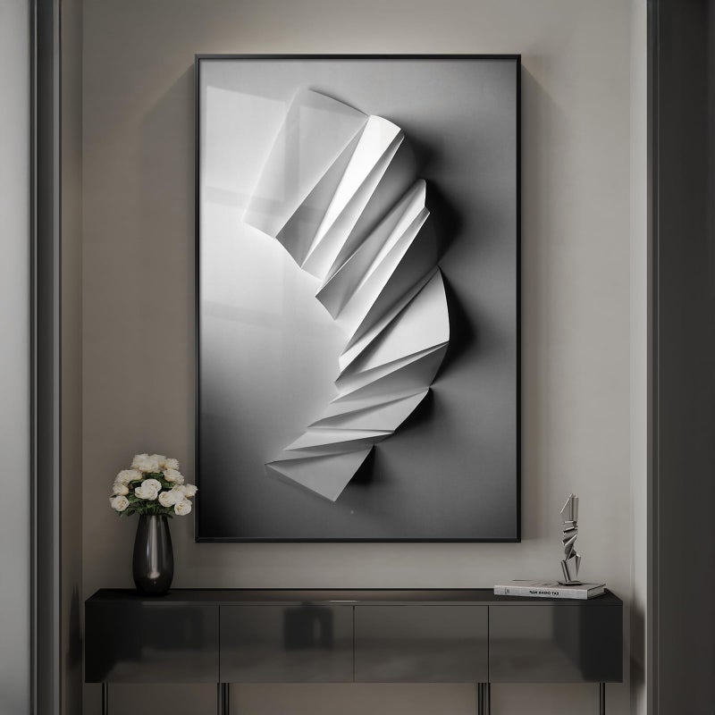 Cuspin Framed Black and White Modern Elegant Abstract Wall Art, Large Contemporary Minimalist Prints, Gray Abstract Geometric Shape Pictures for Living Room Dining Room Bedroom Hallway Wall Decor 24x36 In - Image 1