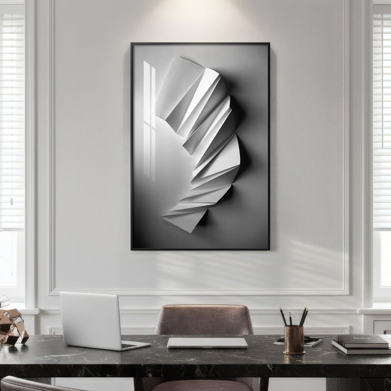 Cuspin Framed Black and White Modern Elegant Abstract Wall Art, Large Contemporary Minimalist Prints, Gray Abstract Geometric Shape Pictures for Living Room Dining Room Bedroom Hallway Wall Decor 24x36 In - Image 2