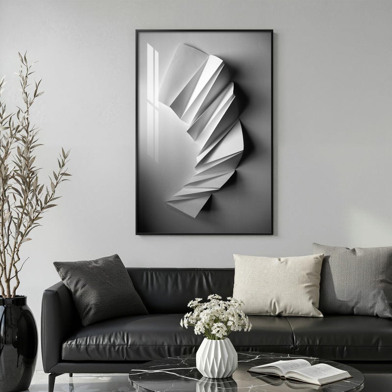 Cuspin Framed Black and White Modern Elegant Abstract Wall Art, Large Contemporary Minimalist Prints, Gray Abstract Geometric Shape Pictures for Living Room Dining Room Bedroom Hallway Wall Decor 24x36 In - Image 4