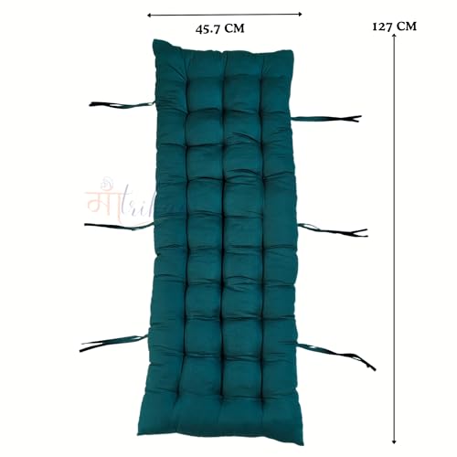 Maatrikaa Straight Long Comfortable Cotton Long Chair Cushion | Chair Pad | Rocking Chair Cushion for Indoor/Outdoor 50 x 18 Inches (Green) - Image 3