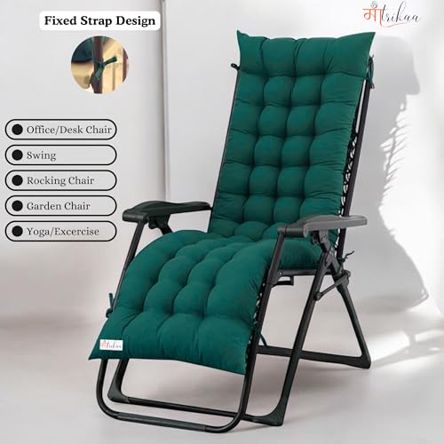 Maatrikaa Straight Long Comfortable Cotton Long Chair Cushion | Chair Pad | Rocking Chair Cushion for Indoor/Outdoor 50 x 18 Inches (Green) - Image 5