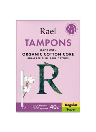 Tampons, Slim Applicator Made with Organic Cotton Core - Tampons Multipack, Regular and Super Absorbency, BPA-Free, Leak Locker Technology, Unscented, Chlorine Free (40 Count, Bundle) - pzsku/Z0A2404519BB1B6967CD3Z/45/_/1715544089/d4535cff-7972-4212-9139-5f8b59e1446c