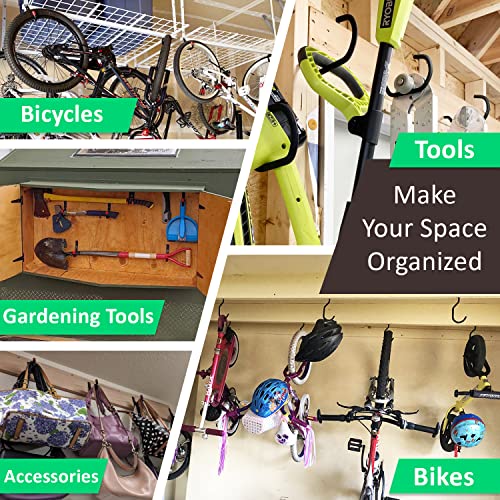 Etoolia Heavy Duty 16 Pack 4.5 Inches Garage Utility Hooks for Bike Storage, 5.7 Inches Wall Mount Screw Ceiling Hooks - Hanger for organizing Bikes, Ladder, Extension and Power Tools - Image 4