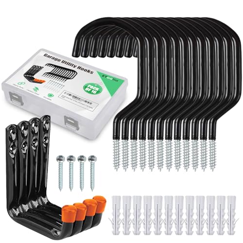 Etoolia Heavy Duty 16 Pack 4.5 Inches Garage Utility Hooks for Bike Storage, 5.7 Inches Wall Mount Screw Ceiling Hooks - Hanger for organizing Bikes, Ladder, Extension and Power Tools - Image 1