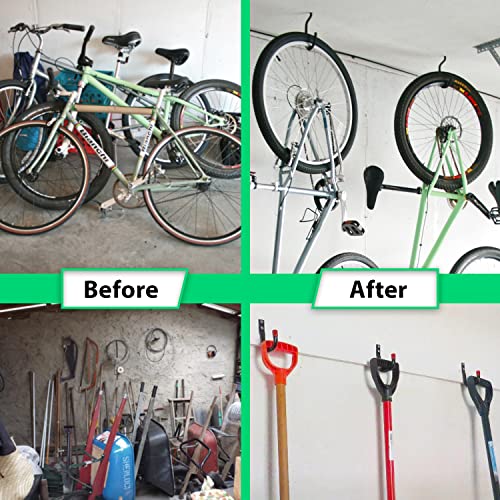 Etoolia Heavy Duty 16 Pack 4.5 Inches Garage Utility Hooks for Bike Storage, 5.7 Inches Wall Mount Screw Ceiling Hooks - Hanger for organizing Bikes, Ladder, Extension and Power Tools - Image 2