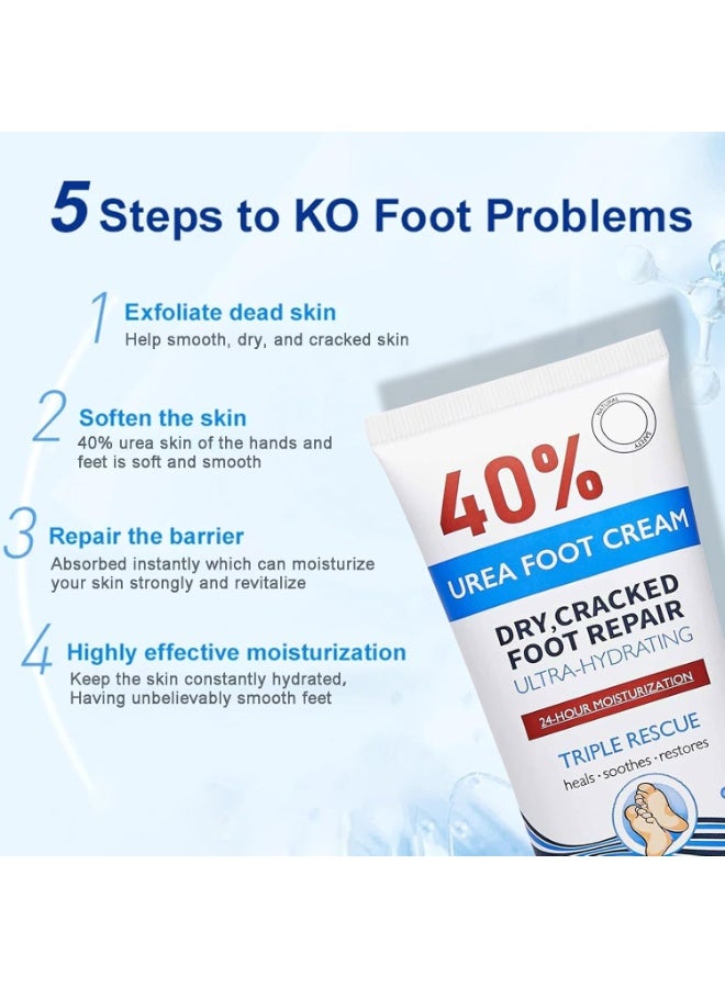 Kanza كريم قدم 85 جرام 40% يوريا لإصلاح القدمين الجافتين والمتشققتين ترطيب فائق 24 ساعة إزالة الجلد الخشن كريم للعناية بالقدمين واليدين لوشن يشفي ويهدئ ويستعيد وينعش البشرة لوشن - Image 3
