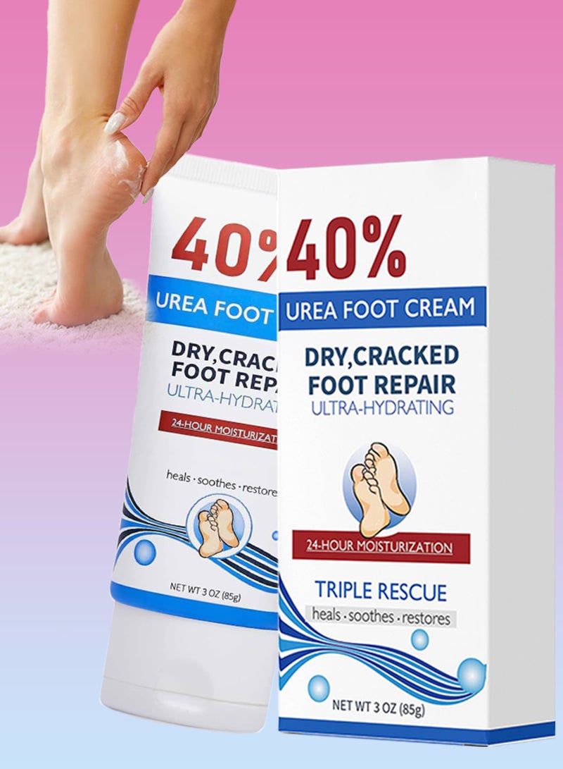 Kanza كريم قدم 85 جرام 40% يوريا لإصلاح القدمين الجافتين والمتشققتين ترطيب فائق 24 ساعة إزالة الجلد الخشن كريم للعناية بالقدمين واليدين لوشن يشفي ويهدئ ويستعيد وينعش البشرة لوشن - Image 1