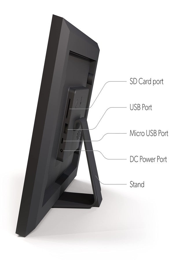 بروكستون إطار الصور الرقمي الذكي Brookstone PhotoShare مقاس 8 بوصات، إمكانية إرسال الصور من الهاتف إلى الإطار، يدعم الواي فاي، سعة تخزين 8 جيجابايت، يتسع لأكثر من 5000 صورة، شاشة لمس عالية الدقة، مصنوع من خشب أسود فاخر، سهل الإعداد، بدون رسوم، إصدار جديد - Image 5