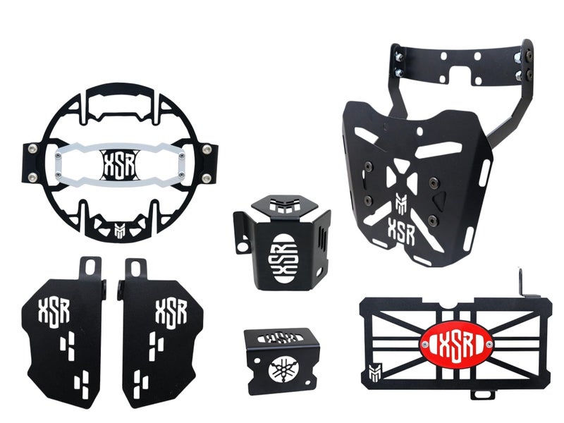 MILACHIN XSR 155 Heavy Metal Motorcycle Combo Kit Include Headlight Grill | Luggage Rack Plate Foot Rest | Oil Caps with Branded Design Stability and Rust-Resistant Compatible For Yamaha XSR 155 - Image 1