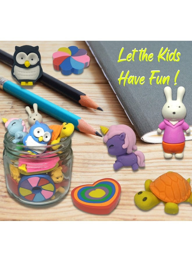 BigBro Erasers for Kids Fancy Cute with Animal Cartoon Shape Pencil Eraser Rubber School Stationery for Girls Boys Birthday Return Gift for Children (Set of 6 in a Jar Plus 1 Sharpener) - Image 3