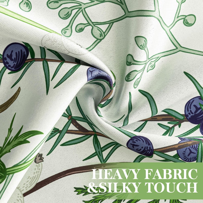 keensoft Botanical 100% Blackout Curtains for Bedroom 84 Inch Length 2 Panels Set Beige Green Plant Floral Black Out Curtains Insulated Grommet Room Darkening Window Drapes for Living Roomï¼Œ52Wx84L - Image 4
