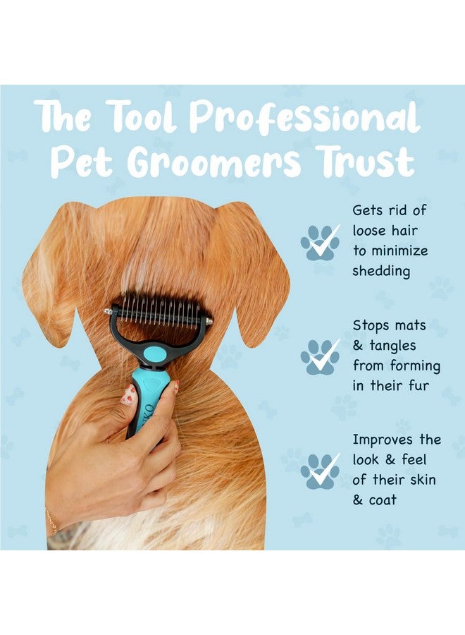 Sinko Undercoat Rake for Dogs & Cats, Dematting Comb with Extra Wide Double-Sided Stainless Teeth for Detangling, Deshedding, Brushing & Removing Shed Fur, Knots, Mats, and Tangles in Pets (Blue) - Image 5