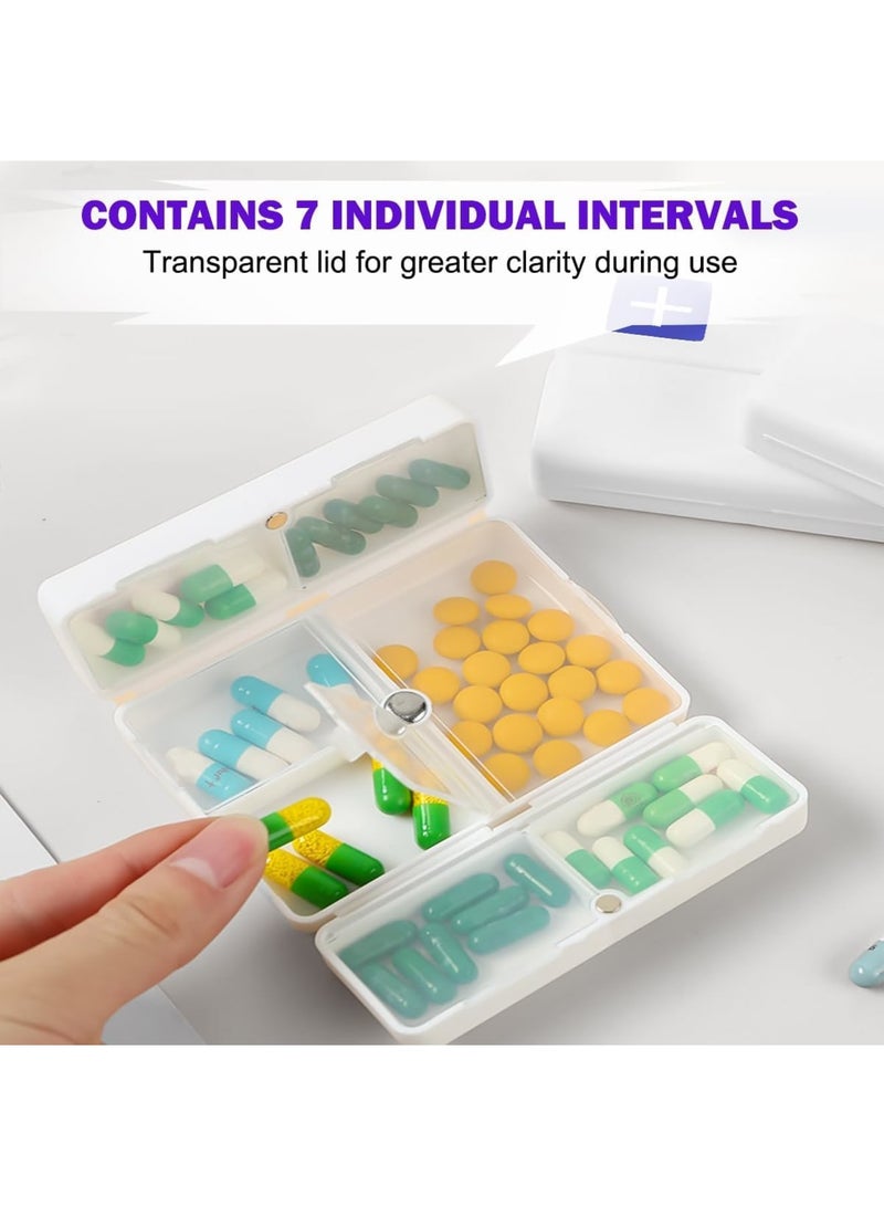 SOLARAE Magnetic Foldable Pill Box, 2 Pack 7 Travel Pill Organizer, Weekly Pill Organizer, Small Pill Box, Portable Pill Case, 7 Day Pill Box for Vitamins, Cod Liver Oil, Supplements and Pills, White - Image 2