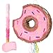 WERNNSAI Donut Piata Pink Donut Piata with String Birthday Party Decorations Piata with Stick Blindfold for Girls Kids Dount Pull String Piata Family Games Birthday Party Supplies - Image 2