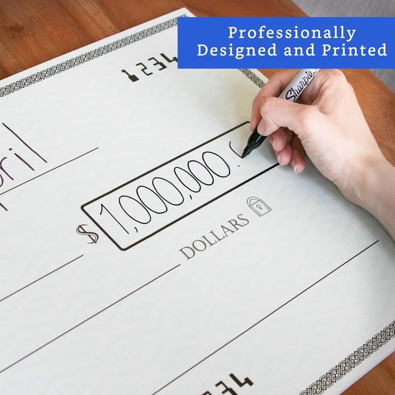 FIESTA WRAPS Giant Check (32 x 13.5 in - Large Size) - Big Checks for Presentations, Awards, Donations, Ceremonies and Events - Image 4