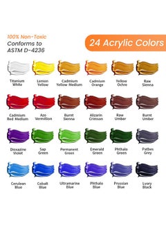 Falling In art Falling in Art Acrylic Paint Set, Canvas Painting Kit with 24 Acrylic Paints, Nylon Brushes for Kids, Adults, Beginners, Hobbyists, Artists, 31 Pieces Set  - Image 3