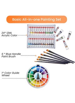 Falling In art Falling in Art Acrylic Paint Set, Canvas Painting Kit with 24 Acrylic Paints, Nylon Brushes for Kids, Adults, Beginners, Hobbyists, Artists, 31 Pieces Set  - Image 4
