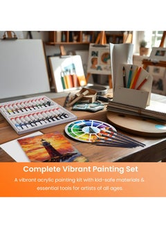 Falling In art Falling in Art Acrylic Paint Set, Canvas Painting Kit with 24 Acrylic Paints, Nylon Brushes for Kids, Adults, Beginners, Hobbyists, Artists, 31 Pieces Set  - Image 2