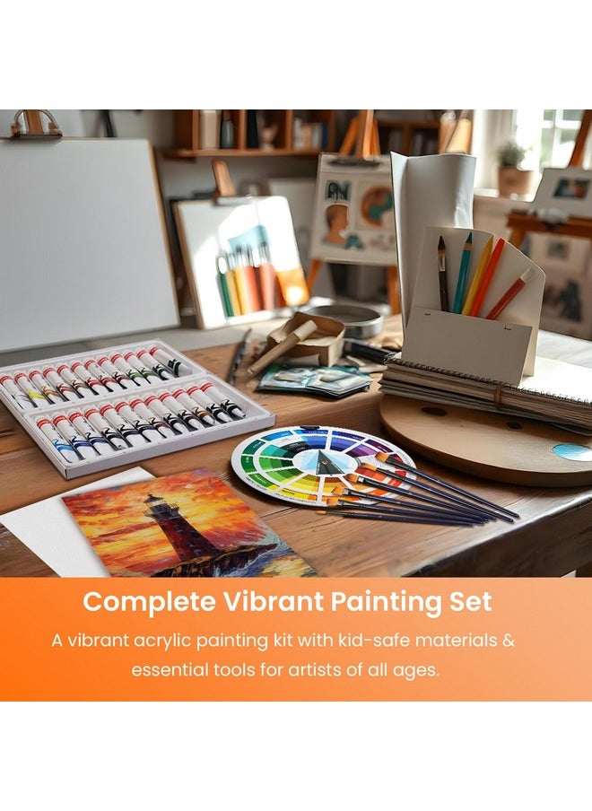 Falling In art Falling in Art Acrylic Paint Set, Canvas Painting Kit with 24 Acrylic Paints, Nylon Brushes for Kids, Adults, Beginners, Hobbyists, Artists, 31 Pieces Set  - Image 2