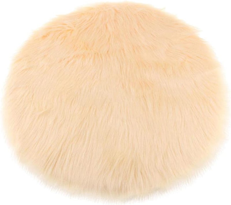 klarako Round shape Faux Fur Sheepskin Area Rug Shaggy Wool Carpet for Bedroom Living Room Home Decoration  Beige - Image 2