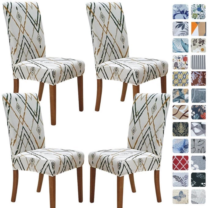 Chair Covers for Dining Room Set of 4 Stretch Dining Chair Cover Washable Spandex Kitchen Parsons Chair Slipcovers Removable Seat Protector for Home or Party 4 Pack Lucid Calm