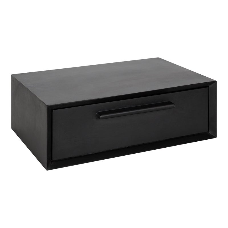 Kate and Laurel Kate and Laurel McCutcheon Floating Wood Storage Shelf 18 x 12 x 6 Black Decorative Transitional Floating Bedroom Nightstand with a Concealed Cubby Compartment 