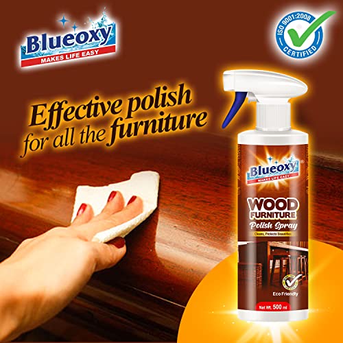 BLUEOXY Wood Polish |Furniture & Laminate| Cleaner| Polish |Cleanse Protects| Beautifies |Shiny Wood Furniture Surfaces| Gloss Finish| Orange Oil Base |Ecological Formulation| 500 ML| RTU Spray |QTY 1 - Image 4