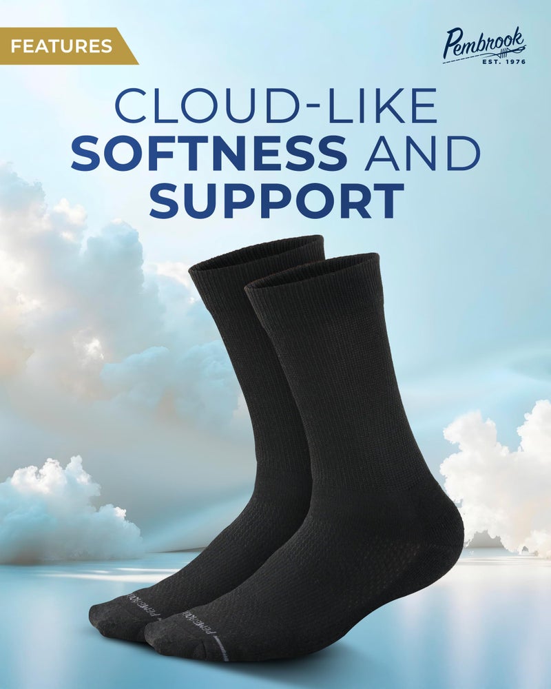 Pembrook Diabetic Socks for Men - 6 Pairs Crew Men's Black Diabetic Socks Mens 10-13 for Neuropathy, Edema - Image 3