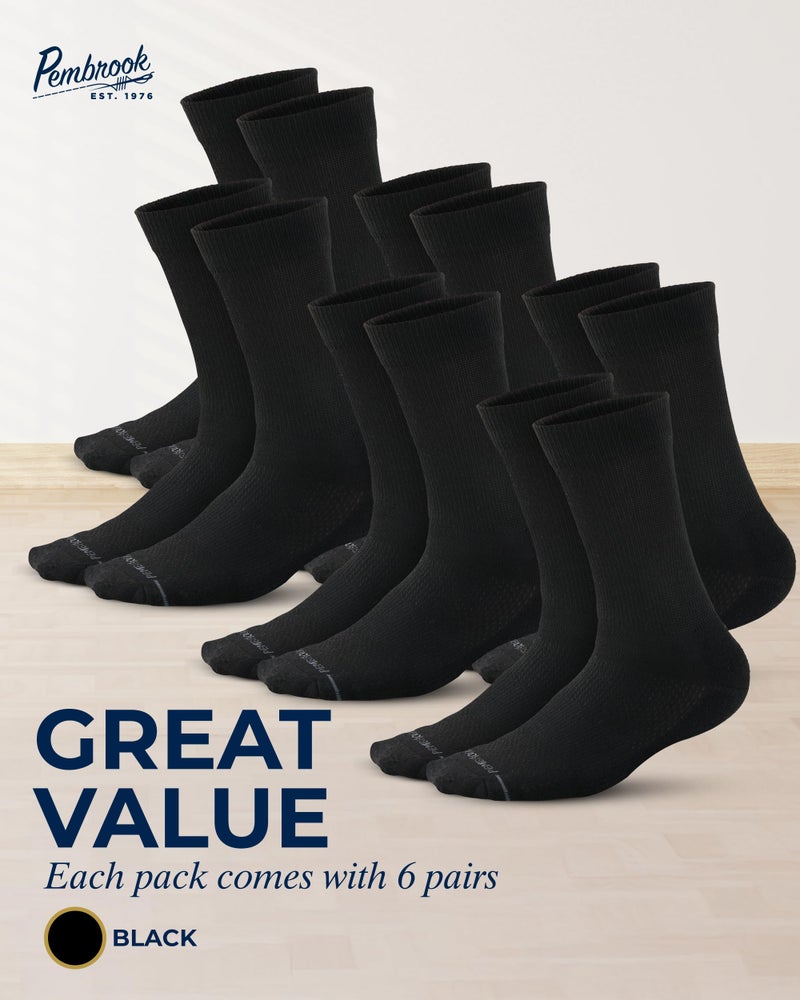 Pembrook Diabetic Socks for Men - 6 Pairs Crew Men's Black Diabetic Socks Mens 10-13 for Neuropathy, Edema - Image 5
