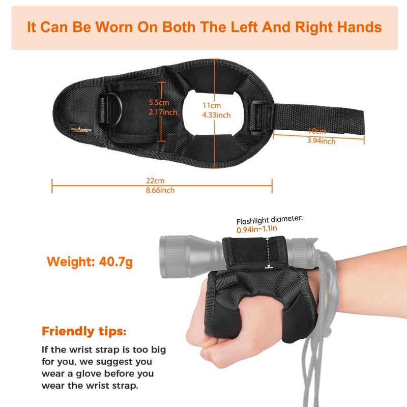 ORCATORCH Diving Flashlight Glove Hands-Free Flashlight Holder Universal Adjustable Wrist Strap Scuba Dive Lights Accessories (Not Included Flashlight) - Image 2
