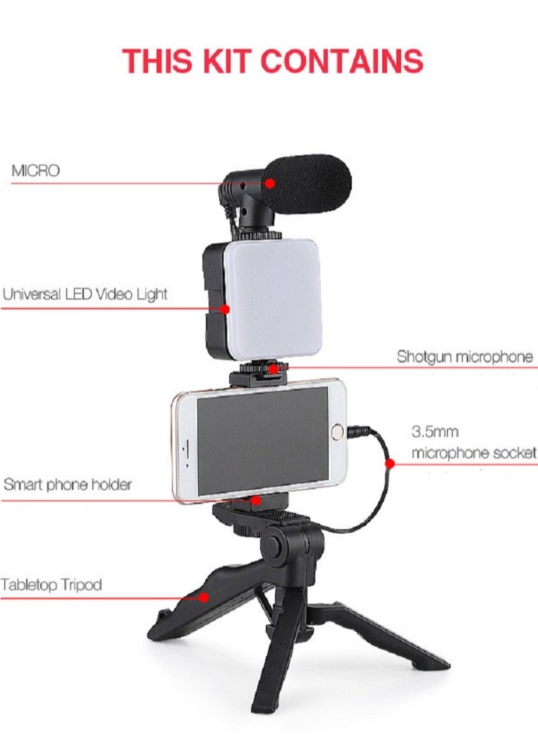 Gerenic - Vlogging Kit for Mobile, YouTube Video Making Accessories Kit & Tripod Stand, Phone Mount Clip, LED Light and Remote Control for Phone Video Recording for Vlogging, Live Streaming, Recording - Image 1