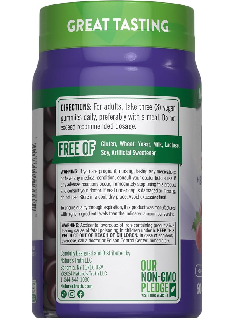 نايتشورز تروث علكة ناتشرول تروث من الحديد و فيتامينات ب و الزنك، بنكهة العنب الطبيعي، 60 علكة نباتية - Image 3