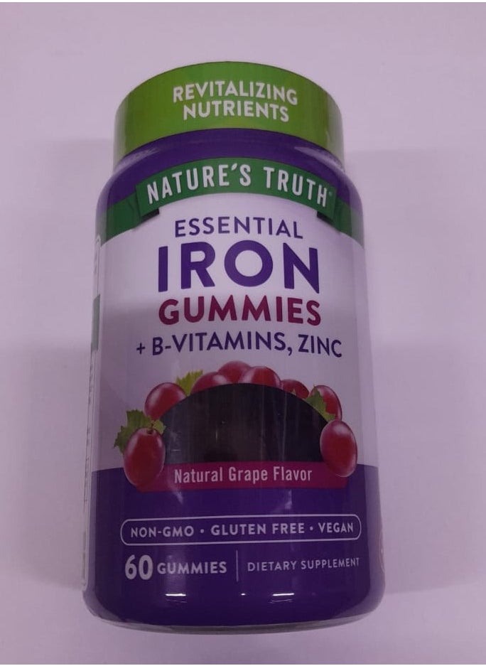 Nature's Truth, Essential Iron with Vitamins B And Zinc, Natural Grape, 60 Vegan Gummies - pzsku/Z0A24CA75B0AF8A7177C8Z/45/_/1721737337/5d7560c5-7348-4722-9fed-f6b97b0356af