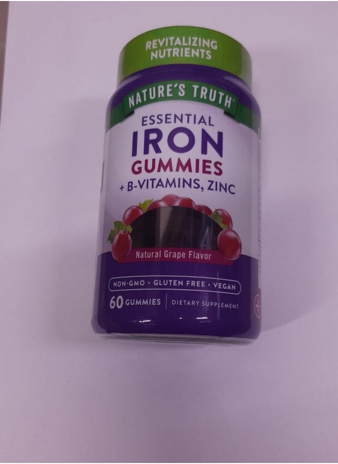 Nature's Truth, Essential Iron with Vitamins B And Zinc, Natural Grape, 60 Vegan Gummies - pzsku/Z0A24CA75B0AF8A7177C8Z/45/_/1721738222/0794d076-1a39-4630-9a76-550d13b55137